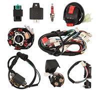 ZAPYVET Arnés de cables cuádruple, eléctrico completo, estator de 6 polos, bobina, relé de solenoide, bujía, for ATV de 4 tiempos de 50 cc, 70 cc, 90 cc, 110 cc, 125 cc, quad, moto de cross, buggy, ka