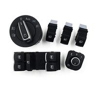 ZAPYVET Interruptor de faro automático, interruptor de espejo lateral de calefacción, interruptor de ventana única, for VW, CC, Passat B6, Golf 5 6, Jetta MK5 Interruptor de espejo lateral(Set)