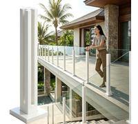 ZAQYCM Barandilla Vidrio Abrazaderas para Cercas De Vidrio Sin Marco De 10mm con Ranura Y Base, Interior Exterior Balcón Patio Terraza Plataforma, Blanco(White Corner Post,120cm/47.2 in)