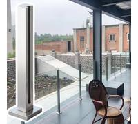 ZAQYCM Barandilla Vidrio Abrazaderas para Paneles De Vidrio Sin Marco con Tira De Goma, Cubierta Interior Y Exterior Balcón Terraza Plataforma Barandilla De Aterrizaje(Silver End Post,90cm/35.4 in)