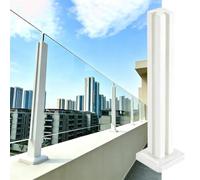 ZAQYCM Barandilla Vidrio Base De Soporte para Barandilla De Vidrio Sin Marco para Balcones Interiores Y Exteriores Terrazas Escaleras, Patios Y Plataformas, Blanco(White Corner Post,95cm/37.4 in)