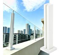 ZAQYCM Barandilla Vidrio Base De Soporte para Barandilla De Vidrio Sin Marco para Balcones Interiores Y Exteriores Terrazas Escaleras, Patios Y Plataformas, Blanco(White End Post,150cm/59 in)