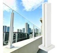 ZAQYCM Barandilla Vidrio Base De Soporte para Barandilla De Vidrio Sin Marco para Balcones Interiores Y Exteriores Terrazas Escaleras, Patios Y Plataformas, Blanco(White Middle Post,65cm/25.5 in)