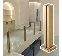 ZAQYCM Barandilla Vidrio Dorado Estabilizador De Soporte para Paneles De Vidrio De 10mm, Columna para Barandilla De Vidrio Sin Marco Escaleras Interiores Balcones(Gold Mid Post,90cm/35.4 in)