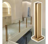 ZAQYCM Barandilla Vidrio Dorado Estabilizador De Soporte para Paneles De Vidrio De 10mm, Columna para Barandilla De Vidrio Sin Marco Escaleras Interiores Balcones(Gold End Post,150cm/59 in)