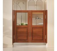 ZAQYCM Puerta Abatible Puertas Batientes De Saloon Dobles con Panel De Acrílico Transparente, Puerta De Restaurante Comercial De 60 50 48 46 42 40 38 36 32 30 Pulgadas(Walnut(WxH),39x36in(99x90cm))