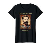 Zar Nicolás II Rusia Ortodoxa Rusia Historia Camiseta gráfica económica, Mujer, Negro, L