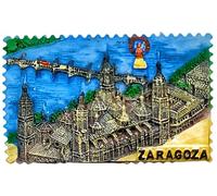 Zaragoza Aragon España Imán para nevera, recuerdo de viaje, decoración de refrigerador, resina, pintado a mano, colección artesanal