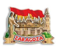 Zaragoza España - Imán 3D para nevera, madera, recuerdo, recuerdo, decoración de pizarra blanca