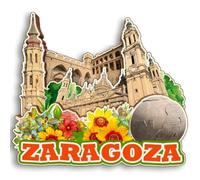 Zaragoza España - Imán de madera 3D para nevera, recuerdo de ciudad, recuerdo de viaje, lindo adhesivo decorativo para el hogar y la cocina