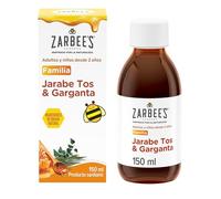 Zarbee's Jarabe Tos y Garganta (150 ml), jarabe antitusivo para calmar y proteger la garganta irritada, jarabe expectorante con miel para toda la familia