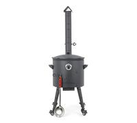 ZARENHOFF Horno de fuego Ø 40 cm | Hierro fundido Kazan 12 L | Accesorios de cocina | Olla uzbeka de hierro fundido | Utschak | espumadera | dispensador | base plana o redonda a elegir (base plana)