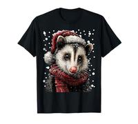 Zarigüeya Nevada con Sombrero de Papá Noel de Nieve Animal de Navidad de Invierno Camiseta