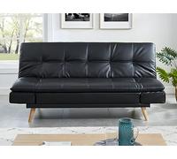 Zarina - Sofá Convertible de 3 plazas (imitación de Piel sintética, Color Negro y Venta única)