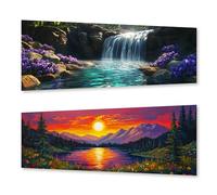 Zariocy 2 Pack Large Diamond Painting Kits for Adults, Paisaje DIY Diamante Paisaje Diamante Completo Cristal Bbordado Oficina en casa Decoración de la Pared Pintura Hecha a Mano 30x80 cm