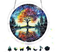 Zariocy BaumAcryl Puzzle Sonnenfänger - Buntglas Fensteranhänger - Suncatcher Heimdekoration- 83-teiliges Puzzle & Anhänger -Set Madre, esposa, Tía, 18x18 cm-57