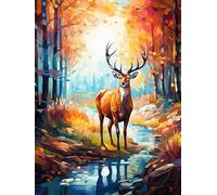 Zariocy DIY Diamond Painting Kits Ciervo, DIY Diamante Paisaje De otoño Diamante Completo Cristal Diamante Bbordado Oficina en casa Decoración de la Pared Pintura Hecha a Mano 30x40 cm
