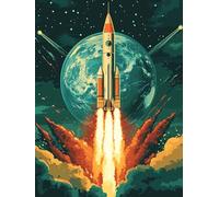 Zariocy DIY Diamond Painting Kits Cohete, DIY Diamante Planetas Diamante Completo Cristal Diamante Bbordado Oficina en casa Decoración de la Pared Pintura Hecha a Mano 30x40 cm