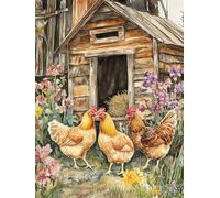 Zariocy DIY Diamond Painting Kits polluelo, DIY Diamante Granja de Pollos Diamante Completo Cristal Diamante Bbordado Oficina en casa Decoración de la Pared Pintura Hecha a Mano 30x40 cm