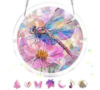 Zariocy Puzle acrílico con diseño de libélula, atrapasueños, colgante de ventana de cristal de colores, decoración del hogar, rompecabezas y colgantes de 83 piezas, madre, esposa, tía, 18 x 18 cm - 20