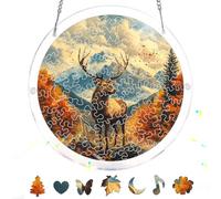 Zariocy Puzle acrílico de alce atrapador de sol, colgante de ventana de cristal de colores, decoración del hogar, rompecabezas y colgantes de 83 piezas, madre, esposa, tía, 18 x 18 cm - 61