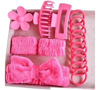 Zaritaffy Juego de 16 diademas para el cuidado de la piel, juego de diadema para lavado facial, spa y maquillaje, incluye 1 diadema, pulsera, 3 pinzas para el cabello y 10 lazos para el cabello, con