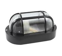 Zarivy Aplique ovalado de plástico negro 60W, ideal para iluminación ambiental y decorativa en interiores.