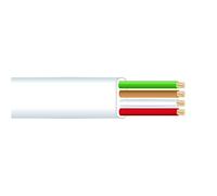 Zarivy Cable telefónico plano 4 vías blanco, ideal para conexiones de red y comunicación en instalaciones interiores.