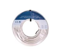 Zarivy Carrete de cable paralelo 2x0,50mm blanco 10m para conexión de audio, ideal para instalaciones de sonido y proyectos de audiovisuales.