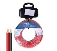 Zarivy Carrete de cable paralelo 2x0,75mm rojo/negro 10m, ideal para conexiones de audio y transmisión de señales.