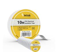 Zarivy Cinta aislante de PVC 0.13x18mm, 10 metros, color blanco, ideal para aislamiento eléctrico y reparaciones en cables.