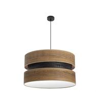 Zarivy Colgante 3xe27 Negro y Madera Oscura, Dimensiones 60x60 cm, Iluminación Decorativa y Funcional para Espacios Modernos.