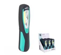 Zarivy Linterna Foton de trabajo COB 300 lúmenes. Compacta y versátil, con gancho giratorio e imán. Mide 20x6x3 cm y funciona con 3 pilas AA (incluidas). Ideal para diversas tareas.