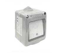 Zarivy Pulsador estanco con LED, IP55, 10A, 250V; ideal para controlar luces en exteriores o ambientes húmedos.