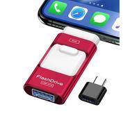 ZARMST Memoria USB 512GB para i-Phone y Android，4 en 1 USB 3.0,Rojo