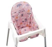 ZARPMA Funda de Algodón para Silla Alta de Bebé, Superficie y Acolchado de Algodón, Patrón Bosque, Plegable, Cojín Infantil para IKEA (Bosque Rosa)