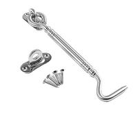 ZARRS - Gancho de cabina, gancho y ojo de acero inoxidable con tornillos de cabina, gancho de ojo para ventana, puertas de garaje de puerta de cobertizo de plata 6 pulgadas