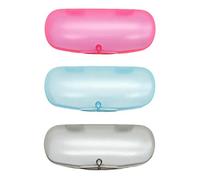 ZARSIO 3 piezas de carcasa rígida para gafas de plástico esmerilado translúcido con cierre magnético, azul (blue+Pink+gray), talla única