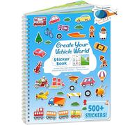 Zartores Más de 500 libros de calcomanías para niños, libro de calcomanías para colorear y actividades, regalos de juguetes de viaje en avión para niños, artículos esenciales para viajes por carretera