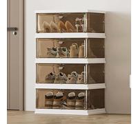 ZARUX Organizador de Zapatos Plegable Mueble Zapatero Zapatero pequeño Apilable, Estantería Modular de PP de 4/5 Compartimentos, para Entrada Salón(Brown,89.2cm/35.1in)