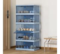 ZARUX Organizador de Zapatos Plegable Mueble Zapatero Zapatero pequeño Apilable, Estantería Modular de PP de 4/5 Compartimentos, para Entrada Salón(Blue,110.9cm/43.7in)