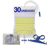 ZARYS® 30 Bolsas de orina Esterilizadas de 2 litros con válvula y desagüe en forma de “T”, antirreflujo (Paquete de 30 bolsas)