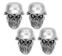 ZASCHMOY 4 Unids/Set Tapas de Vástago de Válvula de Neumático Tipo Calavera para Casco con Anillo de Goma - Ajuste Universal para Automóviles, Bicicletas, SUV, Camiones y Motocicletas - Negro (SILVER)
