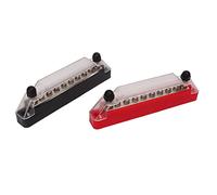 ZASCHMOY Bloque de Distribución de Energía Terminal con Pernos M6 y Tornillos M4 para Automóviles, RV y Botes, de Barra de Autobús Marino, Capacidad de 48V 150A (2 Pernos M6, 8 Tornillos M4.)