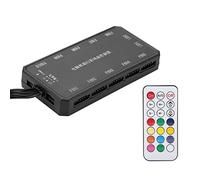 ZASCHMOY Controlador de Ventilador de Ordenador Colorido, Control Inalámbrico RF de 15m con Control Remoto, Fuente de Alimentación Antirretroceso