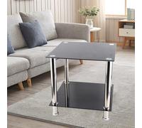 ZASCHMOY Esta Pequeña Mesa de Centro/Mesa Auxiliar Moderna con Cristal Negro y Patas Cromadas Salón y También Se Puede Utilizar como de Centro o Soporte de Lámpara, Ahorrando