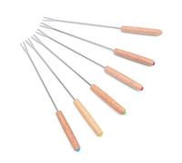 ZASCHMOY Este Juego de Tenedores para Fondue Multifuncional de Acero Inoxidable de 6 Piezas con Mangos de Madera Es Perfecto para Fuentes de Fruta, Fondue de Queso y Chocolate, lo que le Permite