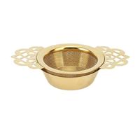 ZASCHMOY Filtro de té de Acero Inoxidable 304 con Base Aislada y Embudo de té Fino Adecuado para Preparar Todo Tipo de Diseño Clásico dorado. (Estilo Flor Color Dorado)