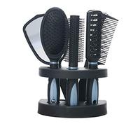 ZASCHMOY Juego de 5 Peines para el Cabello con Espejo y soporte. Herramientas de Estilismo para Hombres, Mujeres y Niños de Todo Tipo de Cabello. Peine para Alisar, Rizar, Masajea (BLUE)