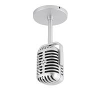 ZASCHMOY Micrófono de Utilería Clásico para Filmar Espectáculos de Danza y Karaoke - Accesorio de Micrófono de Plástico Duradero de para Niños y Adultos - 80x165x50 Mm con Almohadilla Base (Silver)
